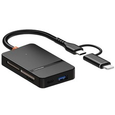 6-in-1 Multi Memory Card Reader USB-C and Lighting,SD 6-in-1, Black
