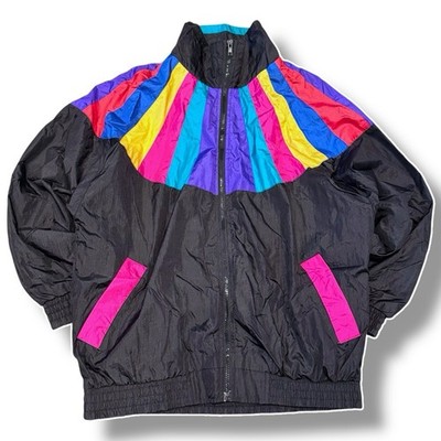 Slade Large Mehrfarbig Retro Vintage 90er Full Zip Nylon Windbreaker Jacke