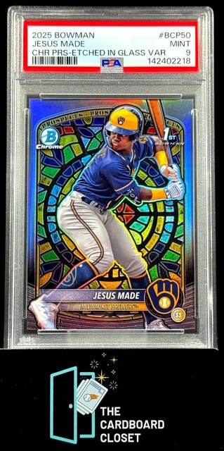 Jesus Made 2025 Bowman Etched In Glass PSA 9 1st Bowman SSP