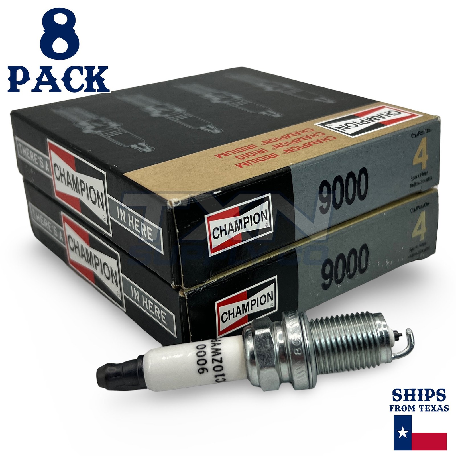 Champion 9000 Iridium Spark Plugs RC10ZWYPB4 - 8 Pack