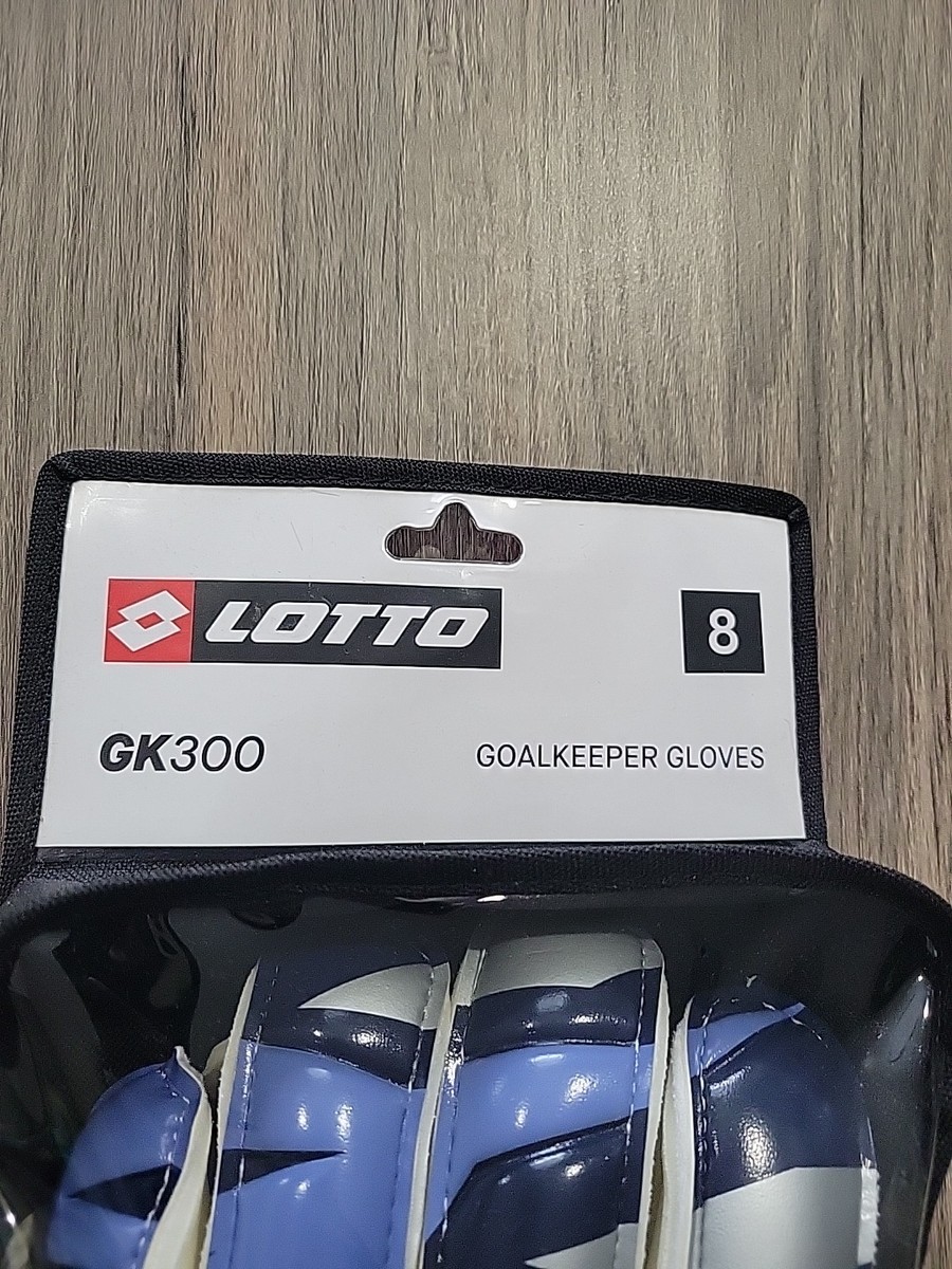 Lotto GK300 Goalkeeper Gloves Soccer Football Blue Silver Size 8