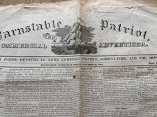 1841 ORIG BARNSTABLE PATRIOT COMMERCIAL ADVERTISER paper Cape Cod HARRISON win