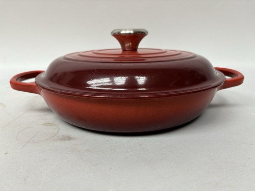 Signature Le Creuset Shallow Casserole Dish Dutch Oven Cast Iron Red 26 Boxed - Picture 4 of 24