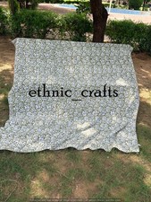 Indian Block Print Queen Cotton Kantha Quilt Bedspread Throw