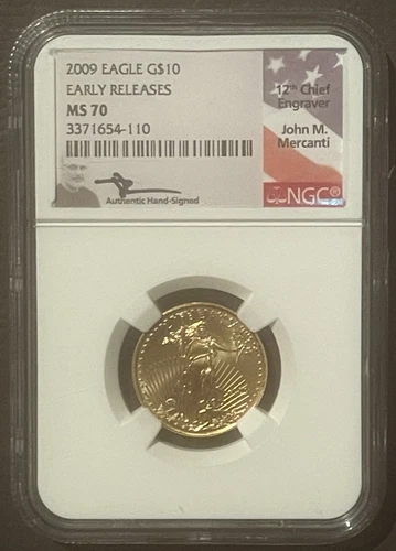2009 American Eagle $10 GOLD NGC MS70 ER : Coin 1/4 Oz Bullion MERCANTI : 10236