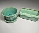 Two Vintage McCoy Turquoise Planters