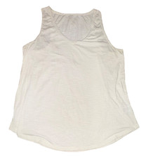 Natural Women's White Solid Tank Camisole Top, Lace-Trim V-Neck, Size L