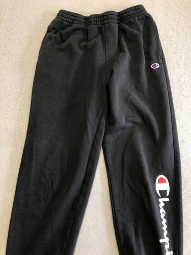 Champion Sweatpants Kids Boy's Size Large Black Logo Fleece Active/Casual Pants - Picture 2 of 5