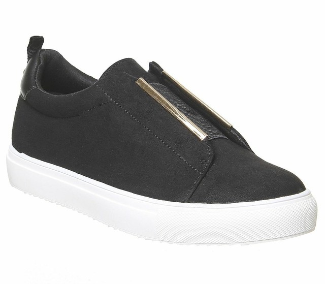 black flat trainers womens