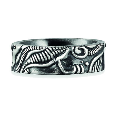cai men Ring 925 Sterling Silber oxidiert schwarz japanisches Design Herren Neu