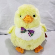 Russ Chirps Yellow Chick Plush Stuffed Toy Plaid Bow Tie No Sound 11 Inch