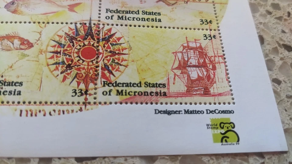 Viaje del Pacífico Micronesia 1999 - Hoja de 20 estampillas - Expo Mundial Australia Foto 4 de 4