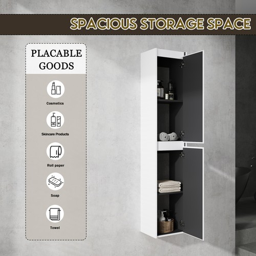 2 Set 12" Bathroom Cabinet Floating Wall Mounted Storage Cabinet Space Saving - Picture 9 of 16