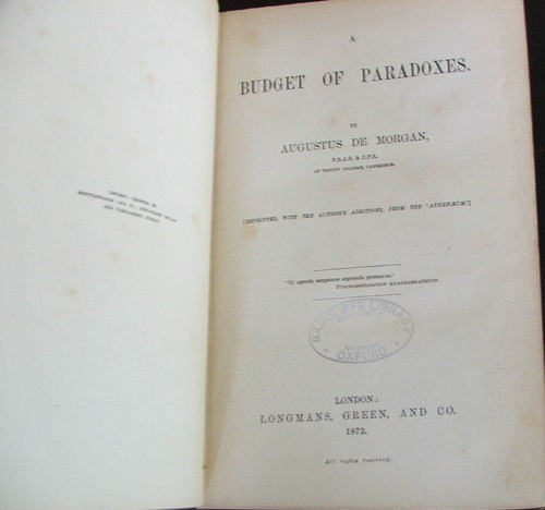 A Budget of Paradoxes. A. De Morgan, 1872 1st ed. Signed by Edward Burnett Tylor - Picture 3 of 6