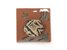 Navajo Pottery Sand Painting on Board Native American Folk Art Signed L Yonnie