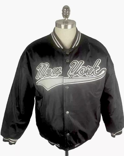 Vintage 1990's Jon Lauren New York Jacket Men's Large Black 100% Polyester - Picture 3 of 13