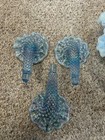 Vintage Fenton Epergne 3 horned Blue Opalescent Hobnail — photo 3