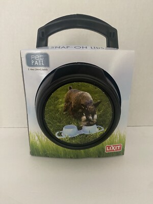 Lixit Pet Pail 2 10oz Bowls With Snap On Lids New Travel Water Food Bowl