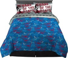Jurassic World Dominion "Foil Spill" Kids Reversible Full Bed Set-AB09W7T1GNX2