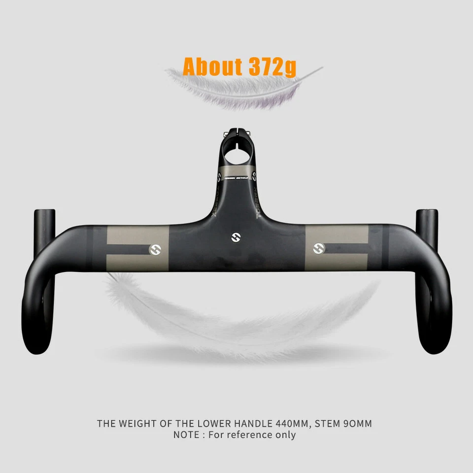 Full Carbon Handlebar Integrated Bar Stem Road Bicycle Handlebars 1-1/8" - Image 4 of 4