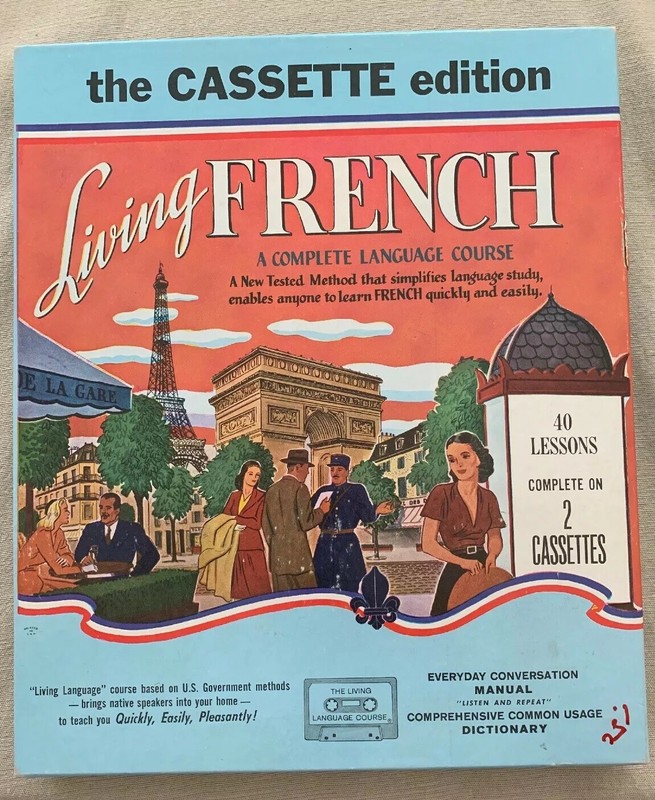 RARE VINTAGE Living French Language Government Method LEARN AUDIO Tape Set EXLNT