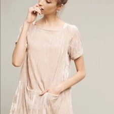 Anthropologie Floreat Crushed Velvet Dress Size M Lagenlook Minimalist Grunge