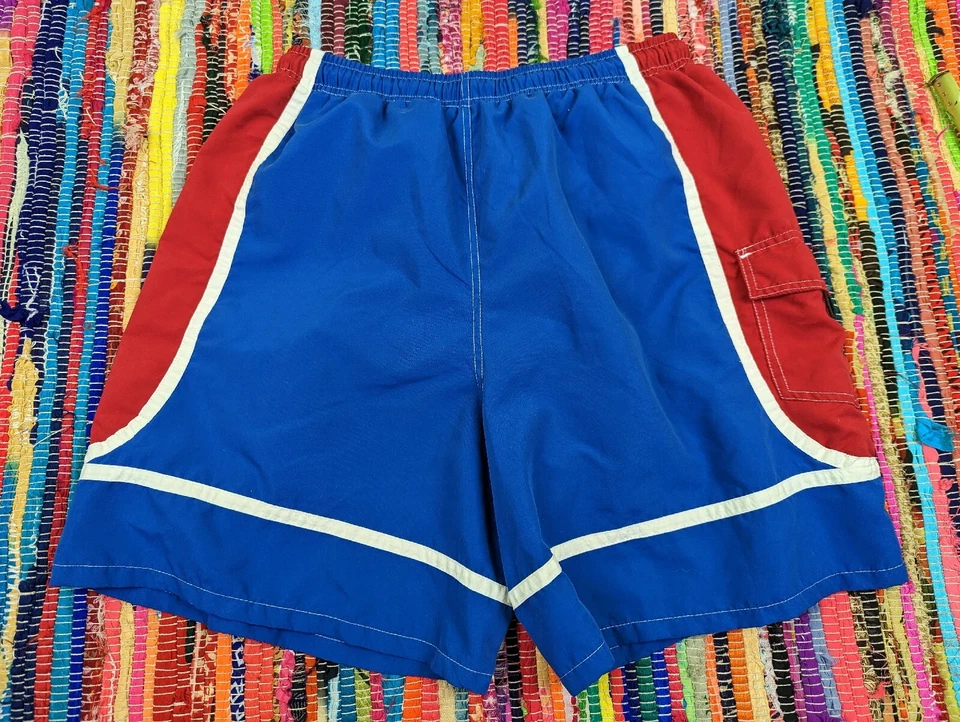Urban Extreme Wave Gear Mens L Beach Shorts Blue Red White Mesh Drawstrings - Image 3 of 4