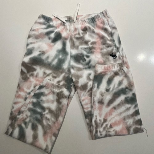 Abercrombie Girls 9/10 Pink Gray Tie Dye Fleece Soft Sweatpants Joggers Pant - Picture 2 of 6