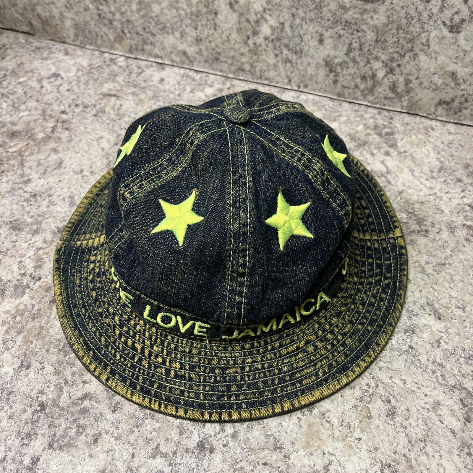 Surf Classic Jamaica One Love Hat Denim Embroidered S… Gem