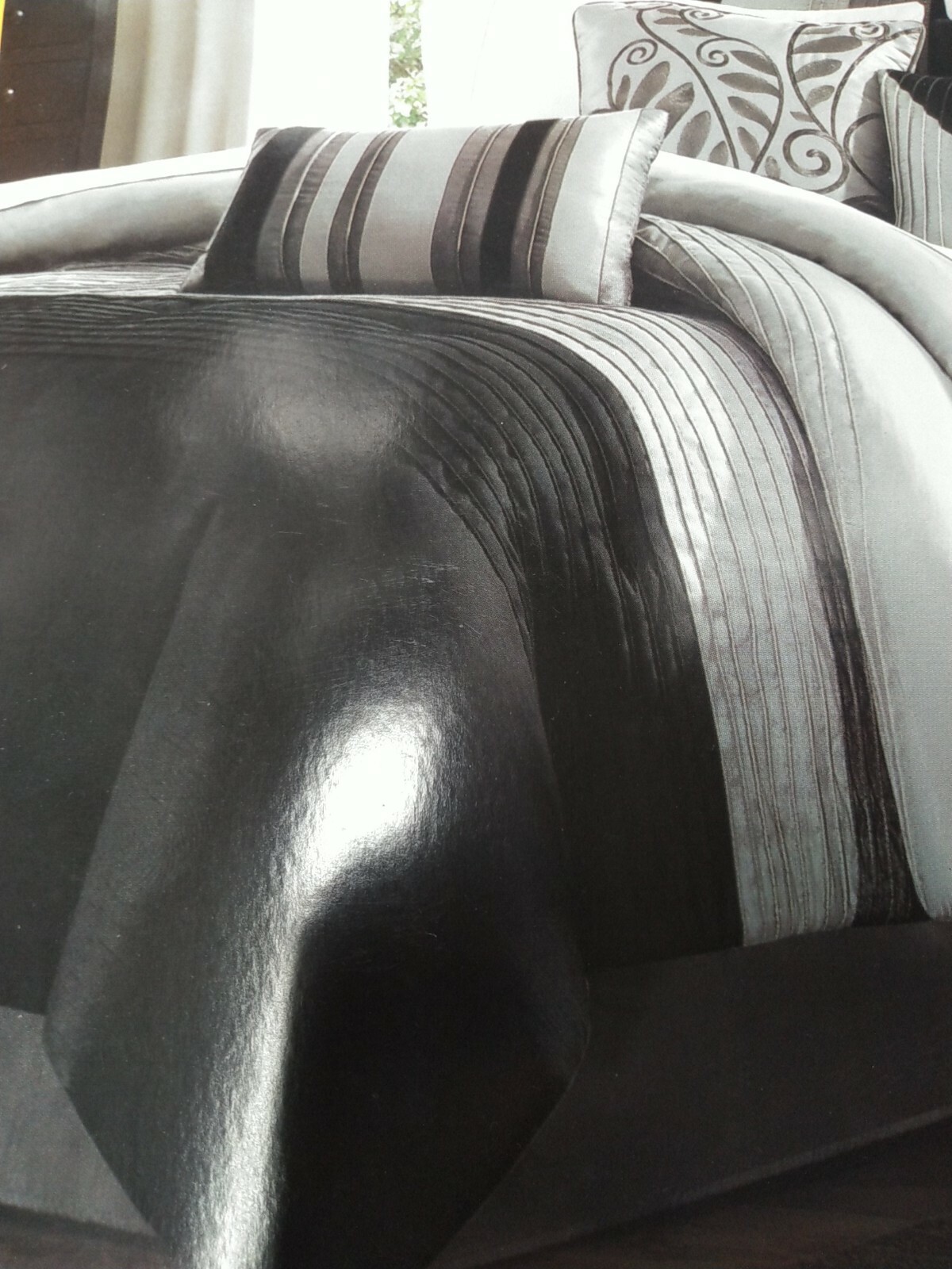 comforter 7pc Black & Grey Comforter Set eBay