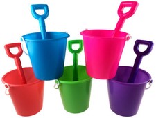 5 x Beach Buckets And 5 x Spades - Bulk Buy Value