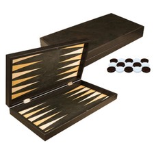 DELUXE Holz Backgammon Set IMPERIAL Noble-Brown im XXL Format 48x49 cm