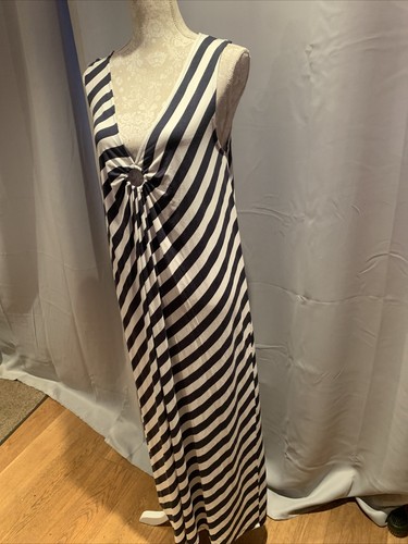 A. Womens Size 16 Navy Blue White Warehouse Maxi Dress SUMMER STRETCH HOLIDAY - Picture 3 of 9