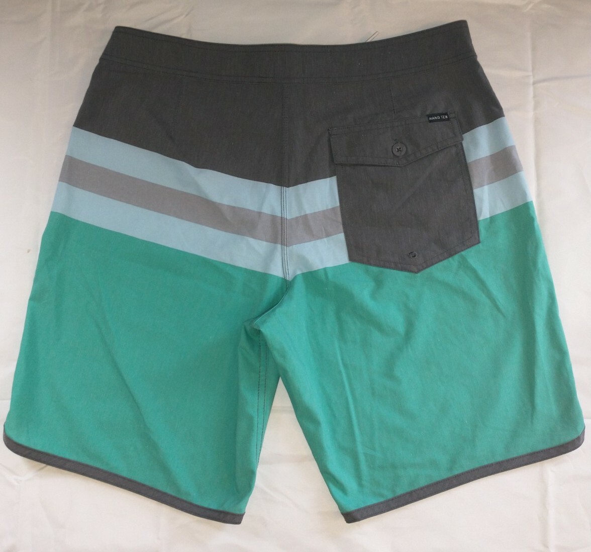 Hang Ten Men’s Gray Blue Green Striped Board Shorts 34 euc eBay