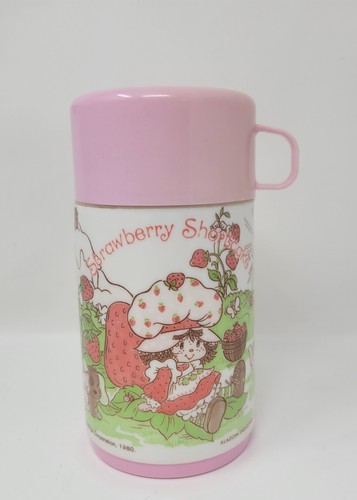 Vintage 1980 Aladdin Strawberry Shortcake Aladdin Pink Thermos Bottle Lunchbox