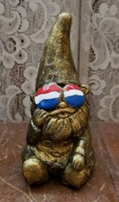 Patriot Garden Gnome Plaster Gold Made In USA