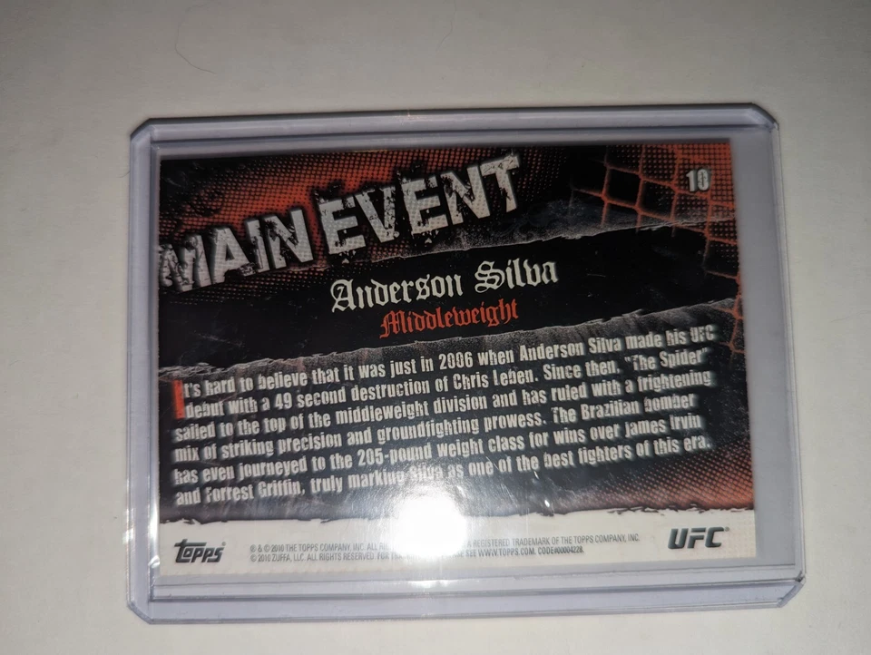 2010 Topps UFC Main Event Gold - ANDERSON SILVA #10 - Image 2 of 2