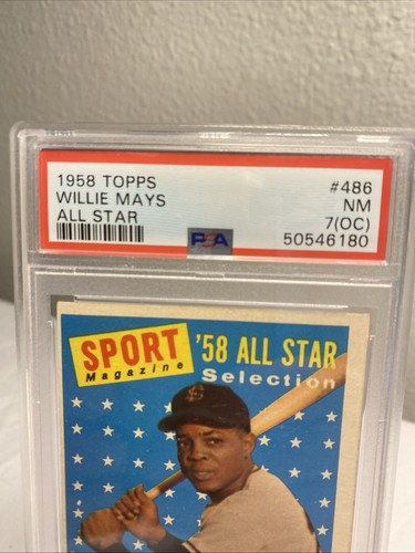 1958 Topps #486 Willie Mays PSA 7 NM San Francisco Giants All Star Card - Picture 2 of 4