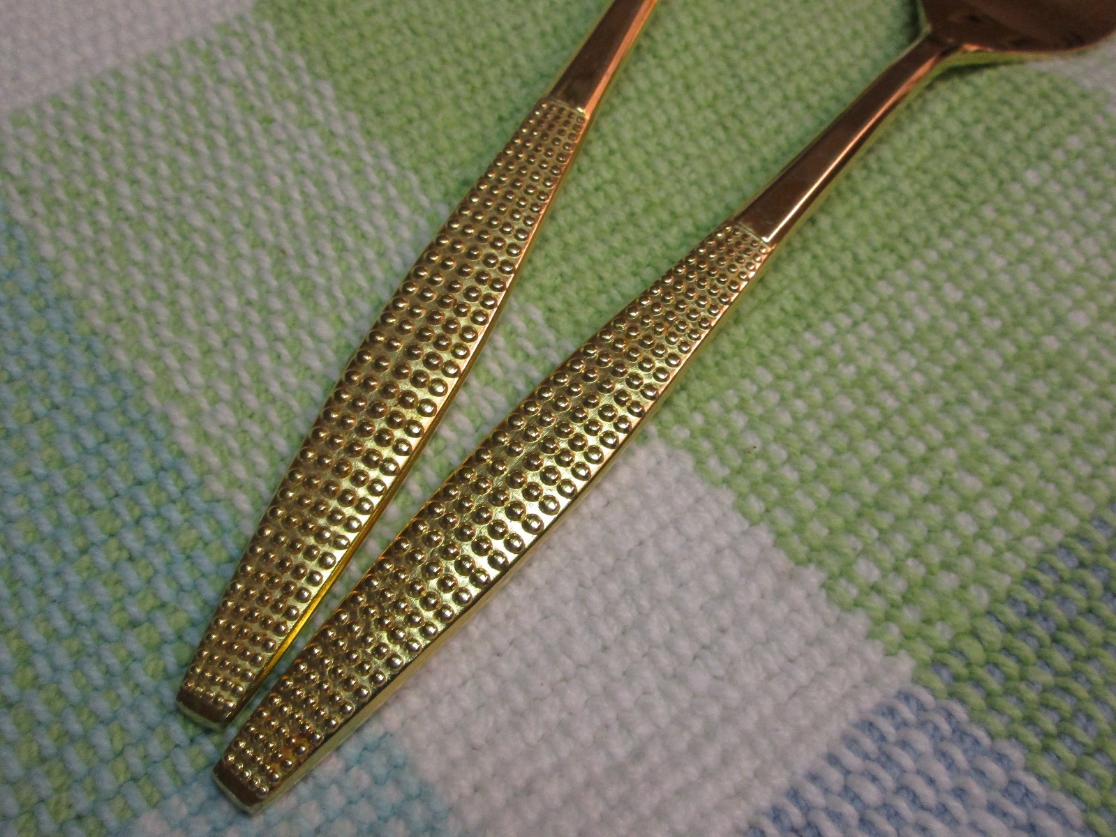 Pair of 2 VTG Mid-Century Stanley Roberts Japan Gold Montico Serving /Meat Forks