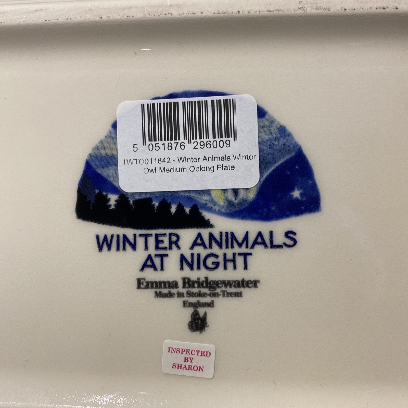 Emma Bridgewater Winter Animals at Night Winter Owl Medium Oblong Plate
