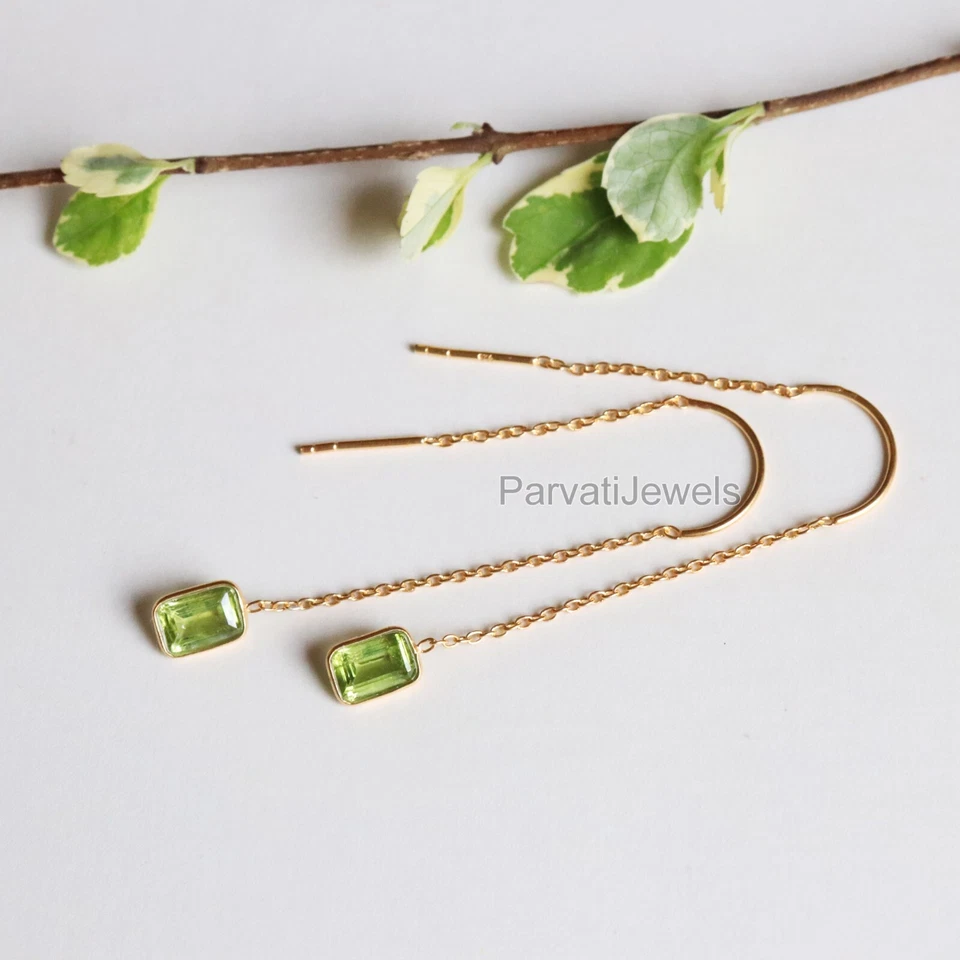 Natural Lemon Topaz Gemstone Solid 14k & 18k Gold Birthday Womens Dangle Earring - Image 3 of 4