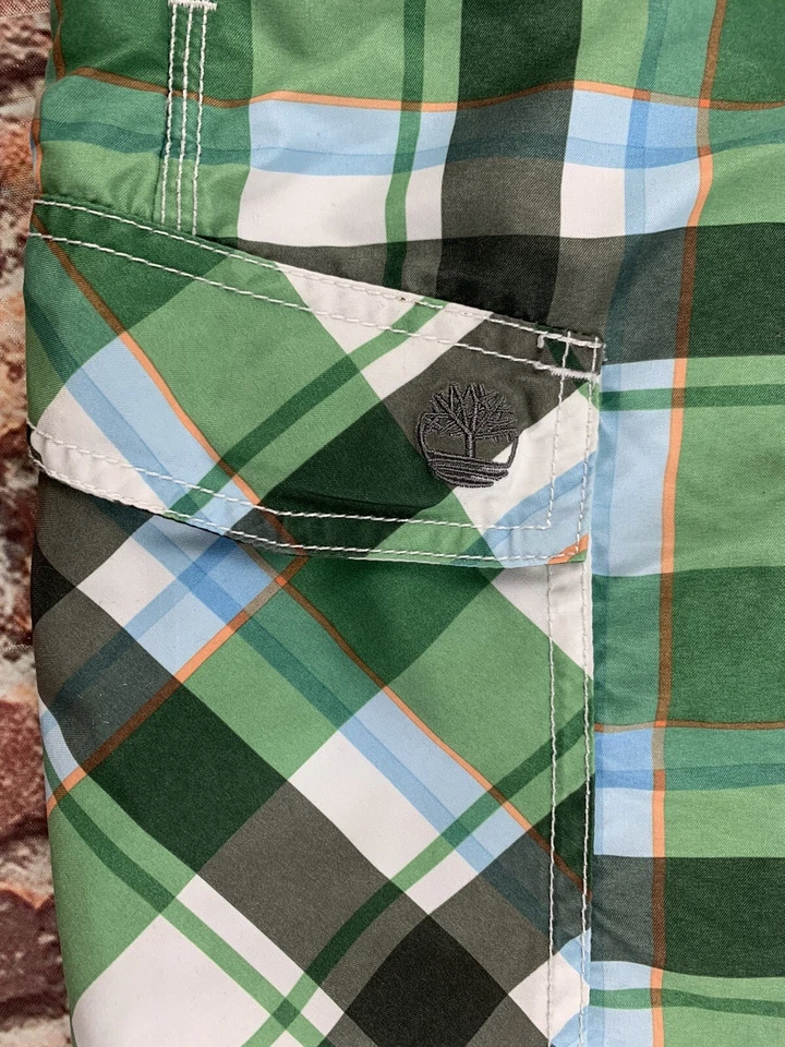 Bañador Timberland para hombre 38 pantalones cortos de natación verdes a cuadros forrados Foto 2 de 4