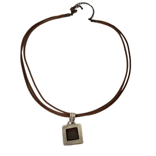 Sterling Silver Coral Square Red Necklace - Picture 2 of 2