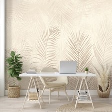 Vlies Fototapete Blätter Beige MODERN TAPETE XXL Pflanzen Laub Wohnzimmer 814