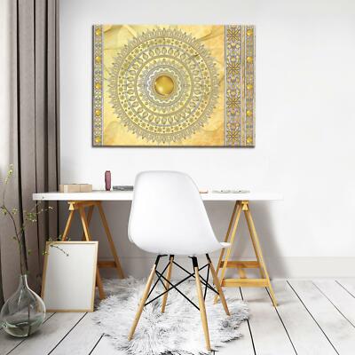 CANVAS Leinwand bilder XXL Mandala in Gold Bild Wandbild F04976