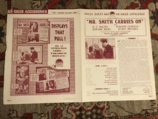 Mr. Smith Carries On 1937 Paramount 9x1/2x12" British Press Sheet Edward Rigby