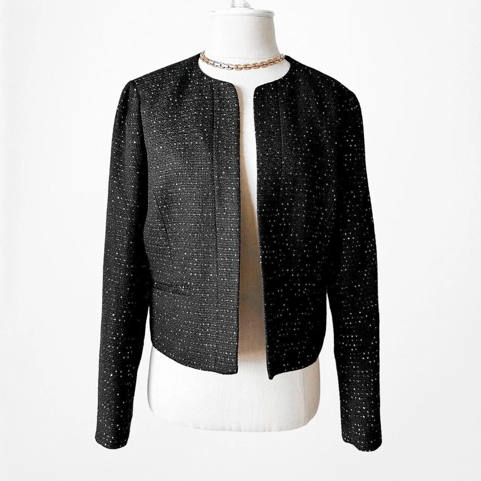 Blazer de Colección Y2K Nine West Negro Lentejuelas Hombro Acolchado Traje Chaqueta Talla XS/S Foto 3 de 4