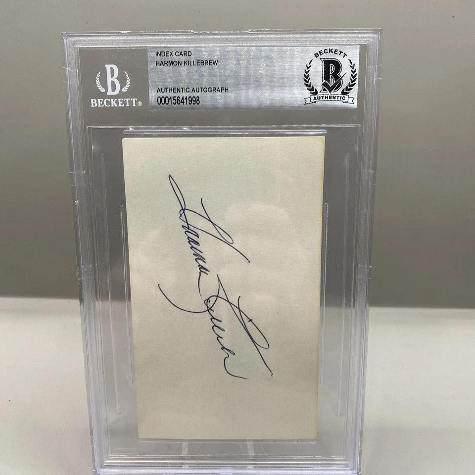 Twins Harmon Killebrew Authentic Signed 3x5 Index Card Autographed BAS Slabbed - Image 3 of 4