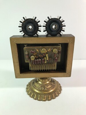 Handmade Signed Steampunk Robot Figurine Statue Vintage Inspired Decor