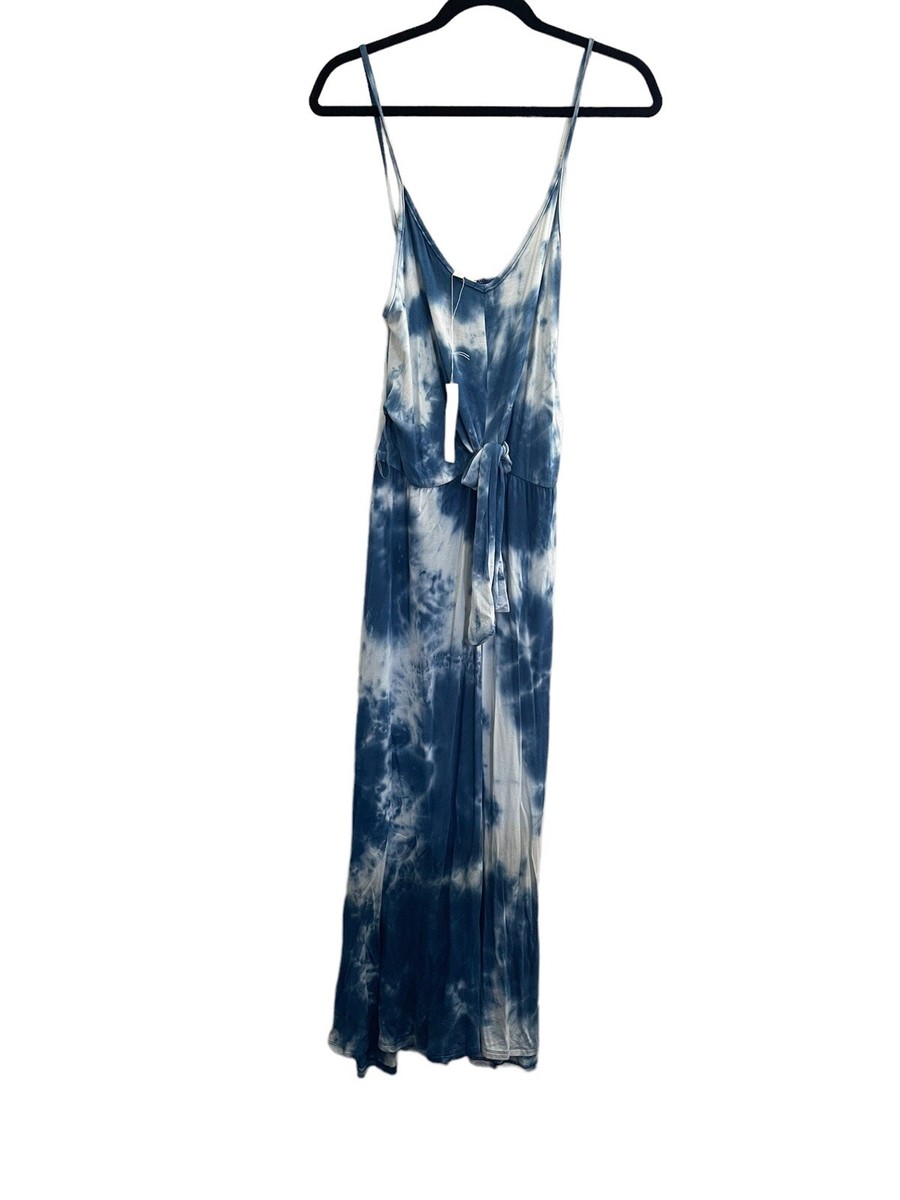 NWT See You Monday Large Maxi Tie Dye Dress Blue White Soft